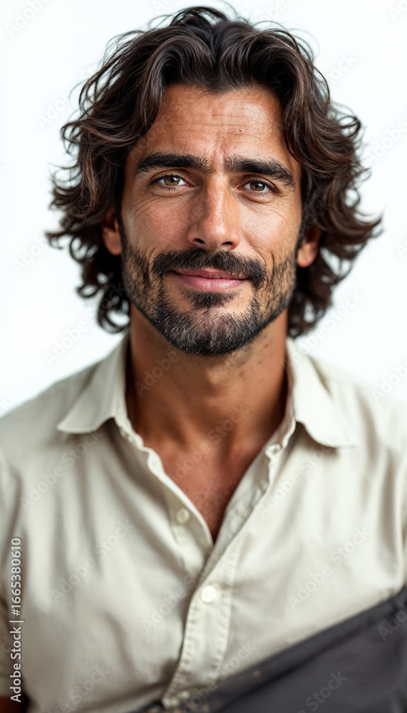 Obraz premium Sharp portrait of a traditional Italian man with olive skin and classic style