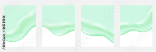 Liquid green vector dripping ice cream texture.Glossy sugary flow drip.