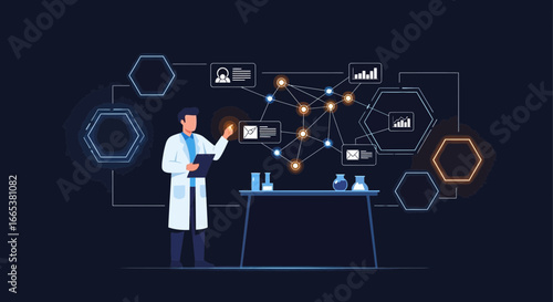 Advanced scientific research analysis and data visualization in a laboratory setting