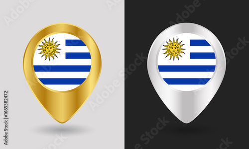 Gold and Silver Uruguay Flag Map Pin Icon Free Download Gold and Silver Uruguay Flag Map Pin Icon - GFXLoad