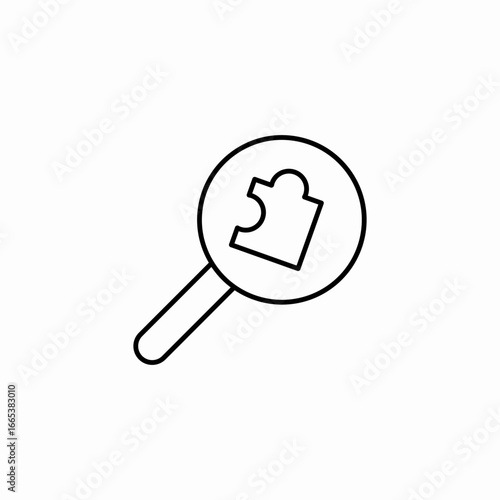 magnifying puzzle piece icon sign vector