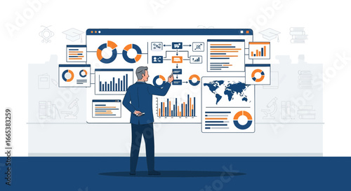 Data analytics and business presentation with charts and diagrams analysis insight