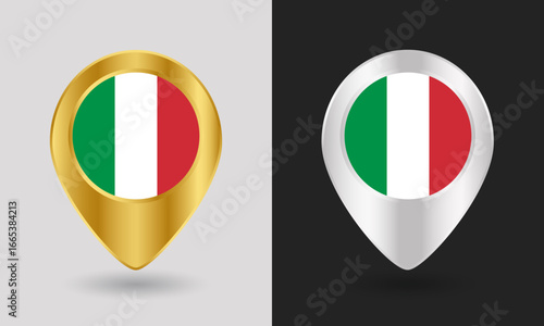 Gold and Silver Italy Flag Map Pin Icon Free Download Gold and Silver Italy Flag Map Pin Icon - GFXLoad