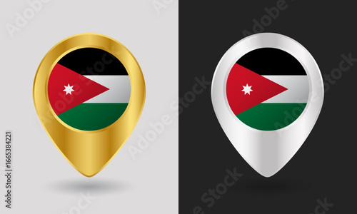 Free Download Gold and Silver Jordan Flag Map Pin Icon - GFXLoad