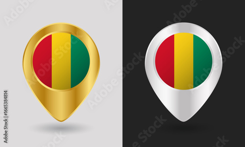 Free Download Gold and Silver Guinea Flag Map Pin Icon - GFXLoad