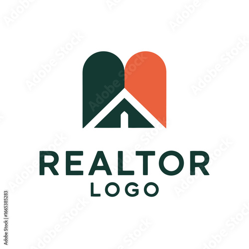 Realtor Logo Design Modern House Symbol real estate home minimalist icon branding business corporate marketing teal orange property agent