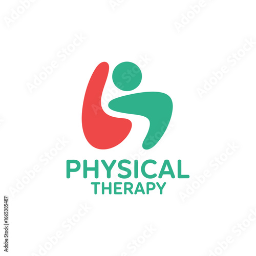 Physical Therapy Logo Design Red Green healthcare wellness rehabilitation health medical clinic abstract minimalist modern simple symbol