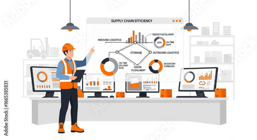 Illustrative depiction of supply chain management and efficiency with a focus on logistics