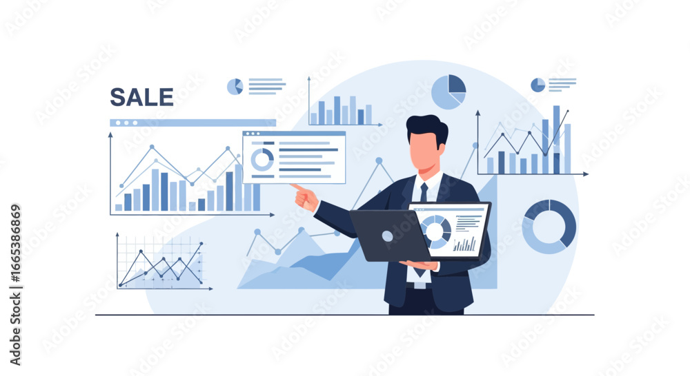 Obraz premium Professional analysis of sales data charts presentation for business strategy