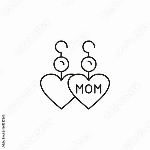 heart mom earrings icon sign vector