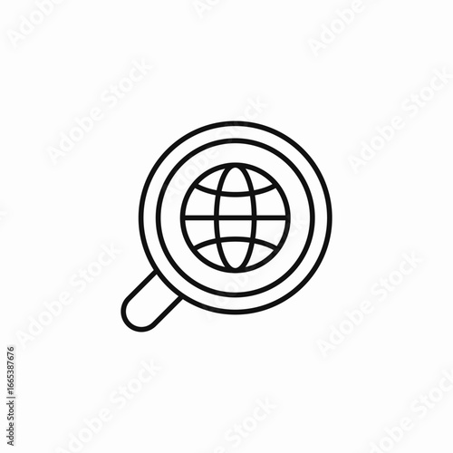 magnifying glass globe icon sign vector