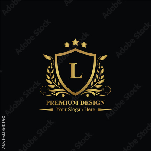 Prestigious and elegant letter L logo Perfect for law firms financial services or luxury brands Classic gold design on a black background Editable vector
