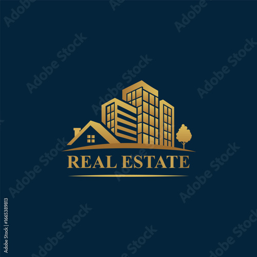 Elegant gold logo for real estate agents construction firms or property developers This classic design conveys luxury and trust Fully editable vector files
