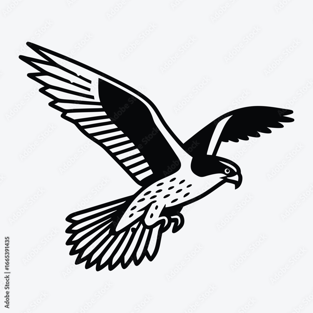 Fototapeta premium Falcon line art White background illustration Generative Ai