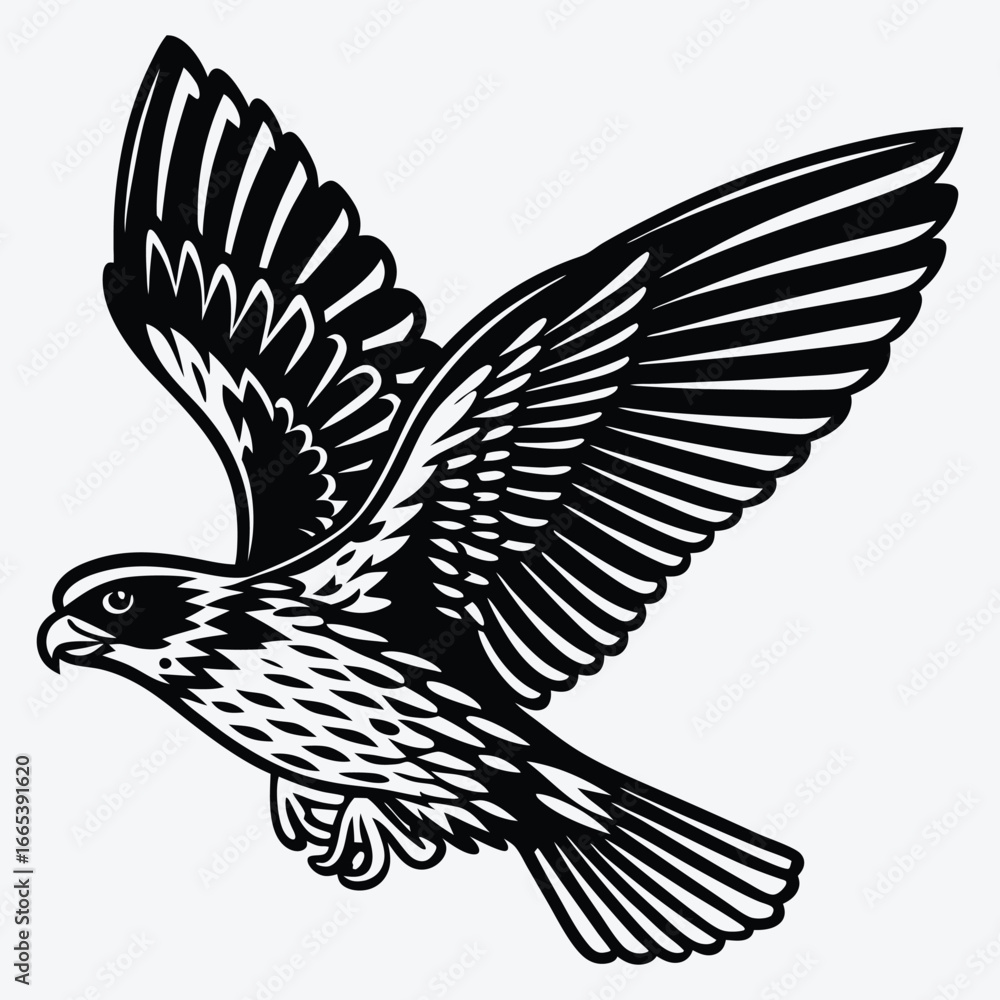 Fototapeta premium Falcon line art White background illustration Generative Ai