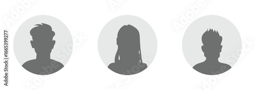 Collection Of Twelve Silhouette Avatars Representing Diverse People In Grayscale. Male And Female