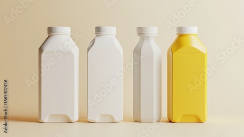 Empty juice and milk cartons in various styles.  3D images showing the side.  Perfect for designing your own product labels.

