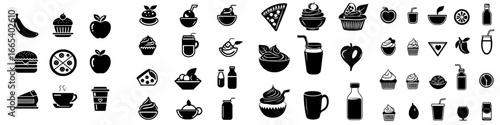 Modern illustration of assorted desserts isolated, featuring cakes, ice cream, and drinks, perfect for bakery menus or dessert-inspired designs