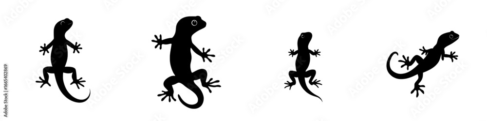 Obraz premium A lizard's silhouette is shown isolated on a white background, presented as a modern icon through illustration design