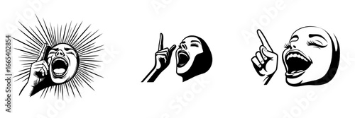 A basic black outline of a person laughing and pointing represents humor and amusement, embodying the spirit of lightheartedness and joy