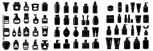 A contemporary collection of cosmetic product shapes set against a white backdrop
