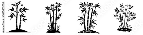 The Bamboo Plant Icon is a stylized black and white illustration of a bamboo plant that embodies growth, nature, and tranquility, making it perfect for eco-friendly branding and design projects