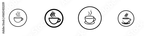 Icon for Coffee Break: A minimalist design featuring a simple cup of coffee, ideal for cafe or branding purposes