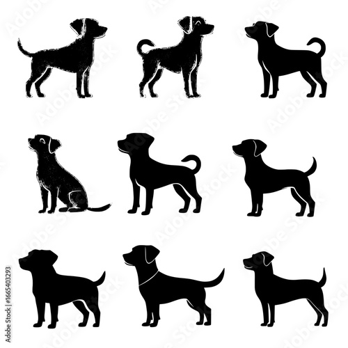 The ‘Dog Silhouettes’ compilation presents an array of breeds and their characteristic poses, sure to delight pet lovers, dog walkers, and anyone with a passion for animals