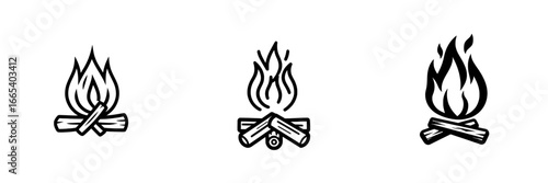 The Campfire Icon embodies the warmth and unity of a campfire in a simple yet potent symbol, ideal for outdoor-related branding, websites, and social media