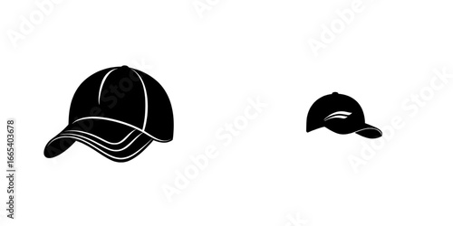 The Baseball Cap Icon represents a modern, sleek silhouette of the classic baseball cap, ideal for use in branding, apparel design, or website creation, conveying casual coolness and athleticism