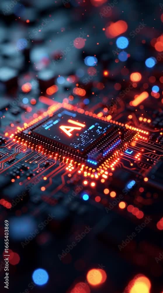 microchip de inteligencia artificial iluminado