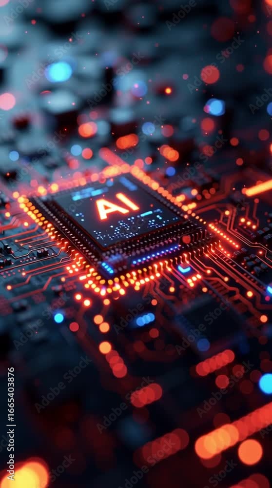 microchip de inteligencia artificial iluminado