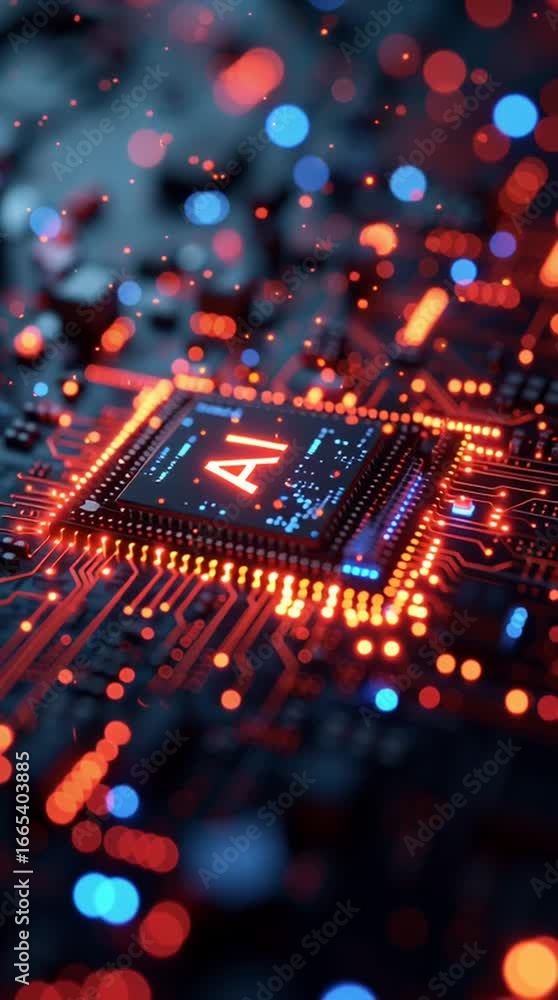 microchip de inteligencia artificial retroiluminado