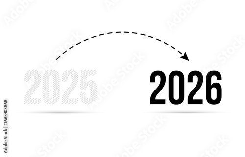 New year 2026 transition concept  arrow moving from 2025 to 2026 movement from 2025 to 2026 concept graphic design jump from 2025 to 2026 graphic journey from 2025 to 2026