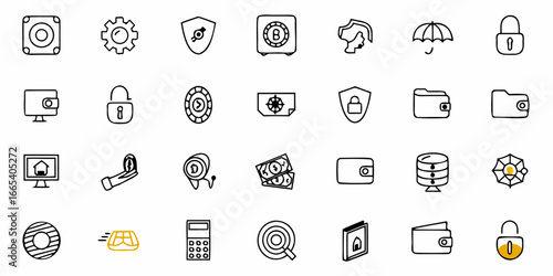 Secure your digital assets with these essential finance and security icons for modern business