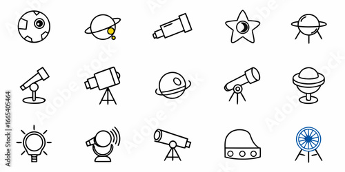 Explore the cosmos with this collection of delightful space and astronomy icons, perfect for scientific projects.