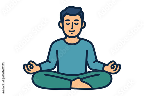 Man meditating in lotus pose practicing mindfulness and inner peace