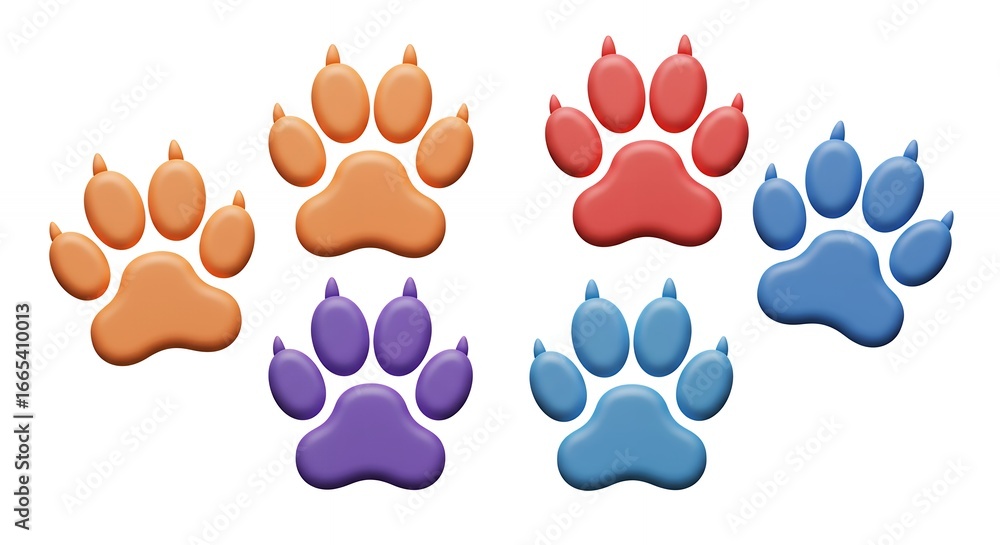 Fototapeta premium Colorful paw prints background image