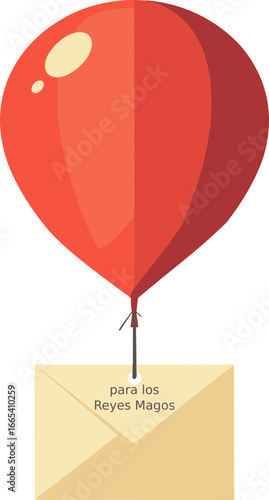 A balloon with a message to the three Magi from a child before the holiday