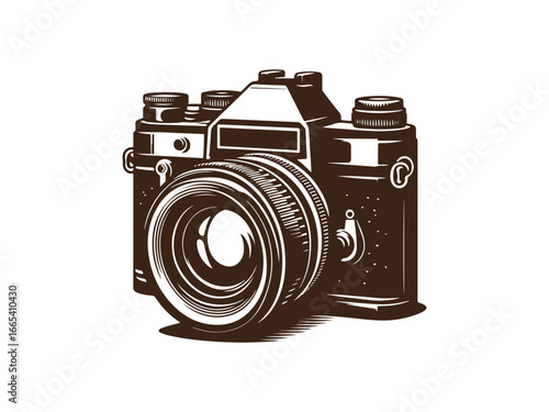 vintage photo camera isolated silhouette on white background