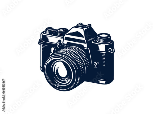 vintage photo camera isolated silhouette on white background