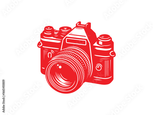vintage photo camera isolated silhouette on white background