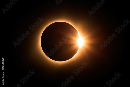 Stunning cosmic view of a total solar eclipse with diamond ring effect