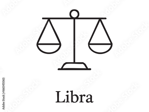 Zodiac sign libra black outline icon isolated on white background. concept of astrology, horoscope symbol, balance, scale, star sign, design element, astrological chart