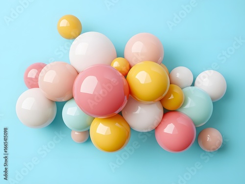 Pastel Color Glossy Spheres Abstract Background