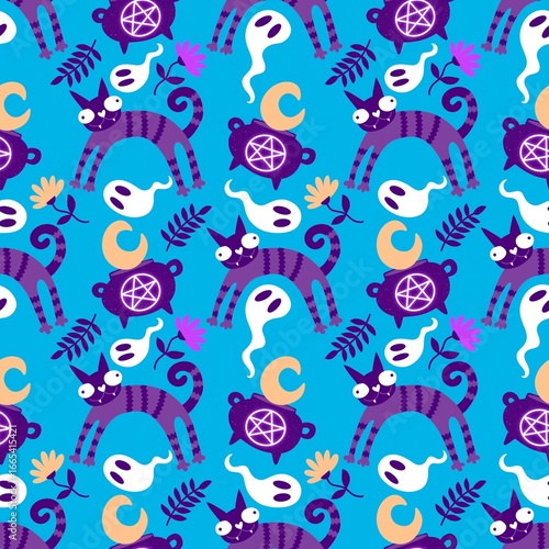 Wallpaper Mural Halloween animals seamless cats pattern for wrapping paper and fabrics and linens and kids clothes print Torontodigital.ca