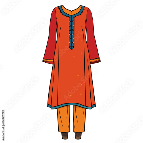 creative details Salwar kameez Vector Illustration