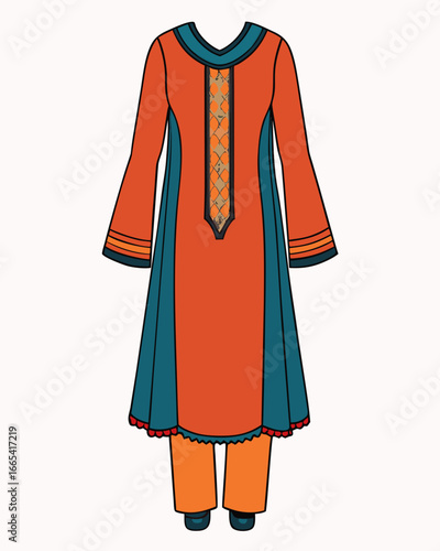creative details Salwar kameez Vector Illustration
