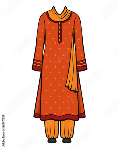 creative details Salwar kameez Vector Illustration