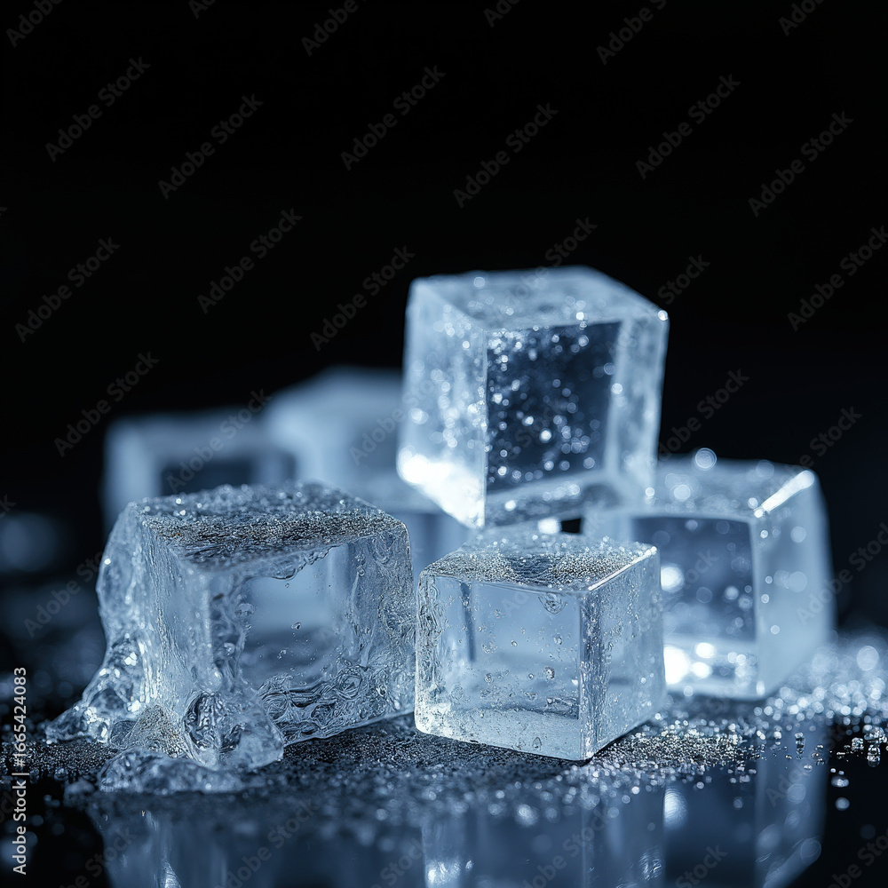 Obraz premium ice cubes on black background